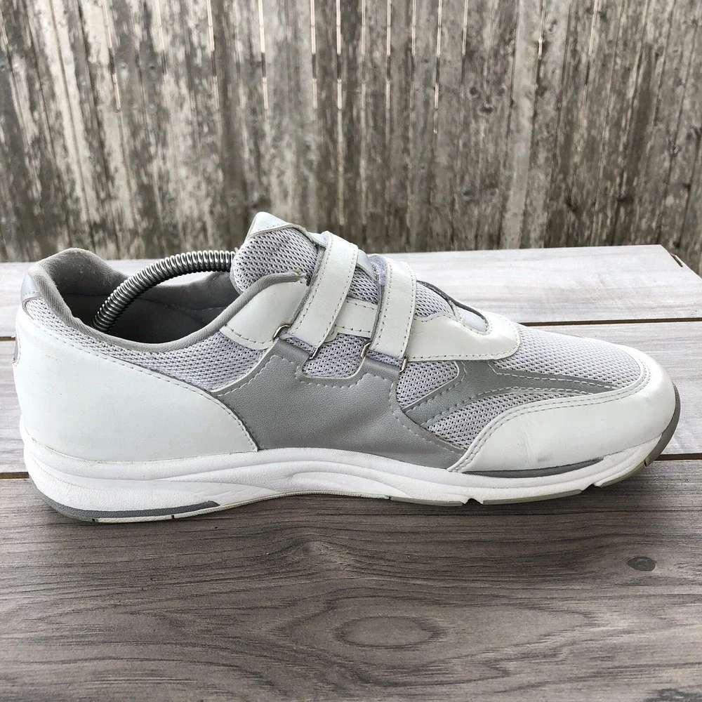 SAS Comfort Walking Shoes Women Size 9 B White Leather TMV EZ Strap Sneakers USA